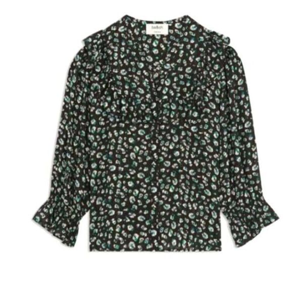 NWT Ba&sh BLAKE printed blouse  in Noir sz 0 (US XS) - Picture 1 of 6